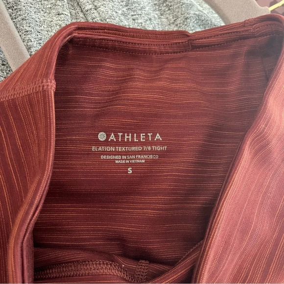 Athleta Leggings Women's Small Elation Textured 7/8 Tights Rust Orange Sporty - Picture 7 of 10